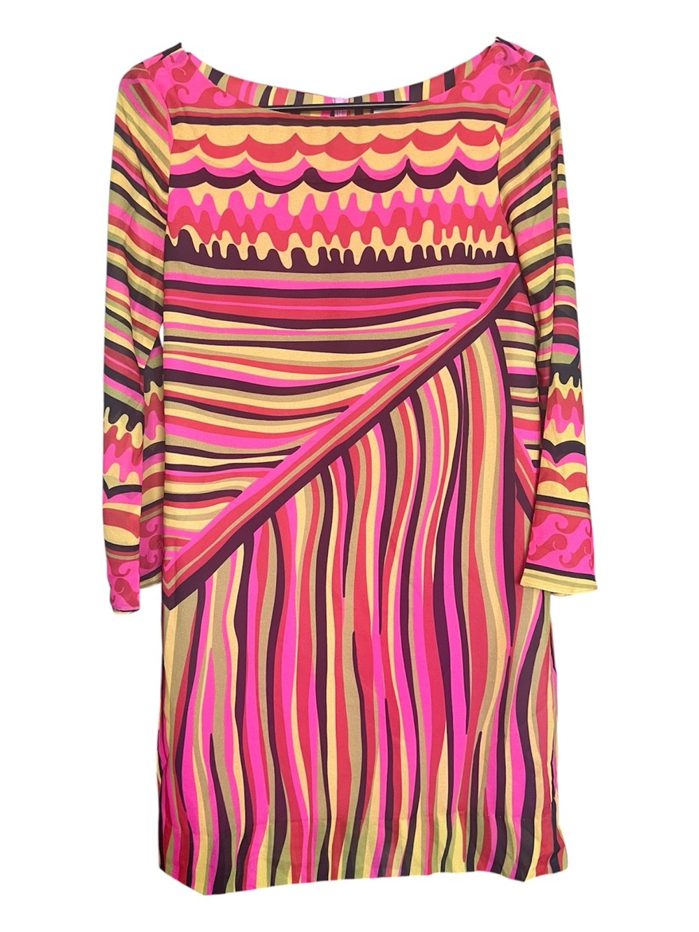 CK Bradley Multi Retro Geometric Print Sheer Boho Hipster Mini Dress SZ XS NWT